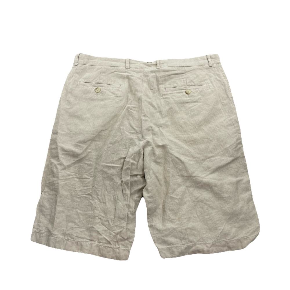 Perry Ellis Men Size 34 Linen Blend Shorts Casual Flat Front Adult 12" In 58-24